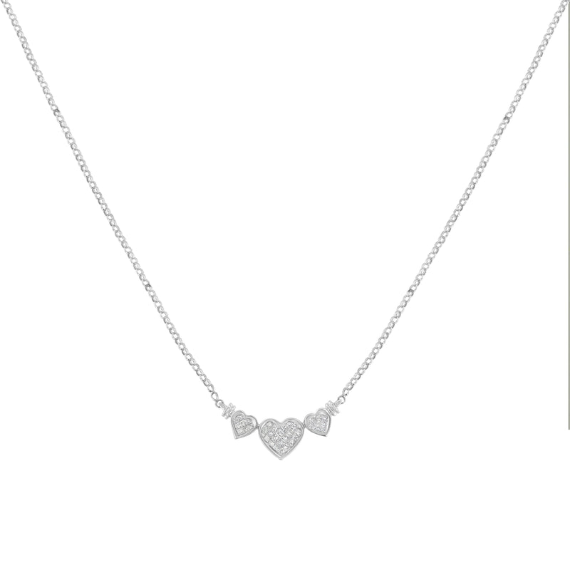 Bids.com 14K White Gold 1.0 Cttw Princess Cut Diamond Three Heart 18" Statement Pendant Necklace (H-I Color, SI2-I1 Clarity) Necklaces
