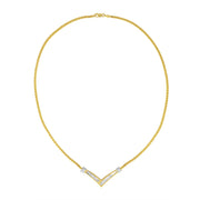 Bids.com 10K Yellow and White Gold 1/2 Cttw Princess Cut Diamond Channel-Set â€œVâ€ Shape 18" Franco Chain Necklace (H-I Color, SI2-I1 Clarity) Necklaces