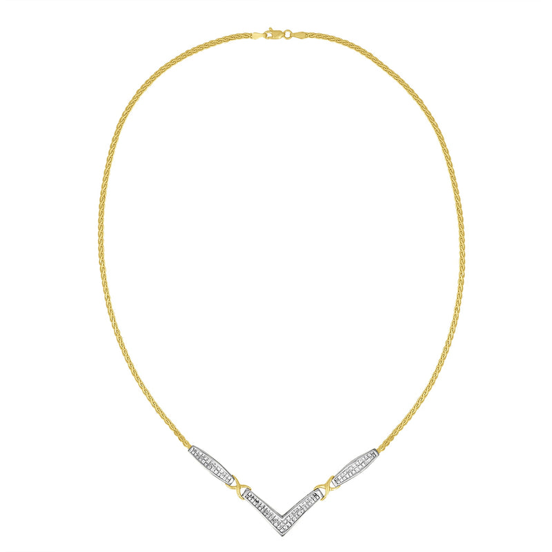 Bids.com 14K Yellow and White Gold 2.0 Cttw Princess Cut Diamond Flared and X-Station V Shaped 18â€ Franco Chain Statement Necklace (H-I Color, SI2-I1 Clarity) Necklaces
