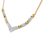 Bids.com 10K Yellow and White Gold 1.0 Cttw Round and Princess cut Diamond "V" Shape Statement Necklace (I-J Color, I1-I2 Clarity) Necklaces