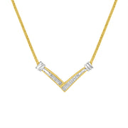 Bids.com 14K Yellow and White Gold 1/4 Cttw Princess Cut Diamond Channel-Set â€œVâ€ Shape 18" Pendant Necklace (H-I Color, SI2-I1 Clarity) Necklaces