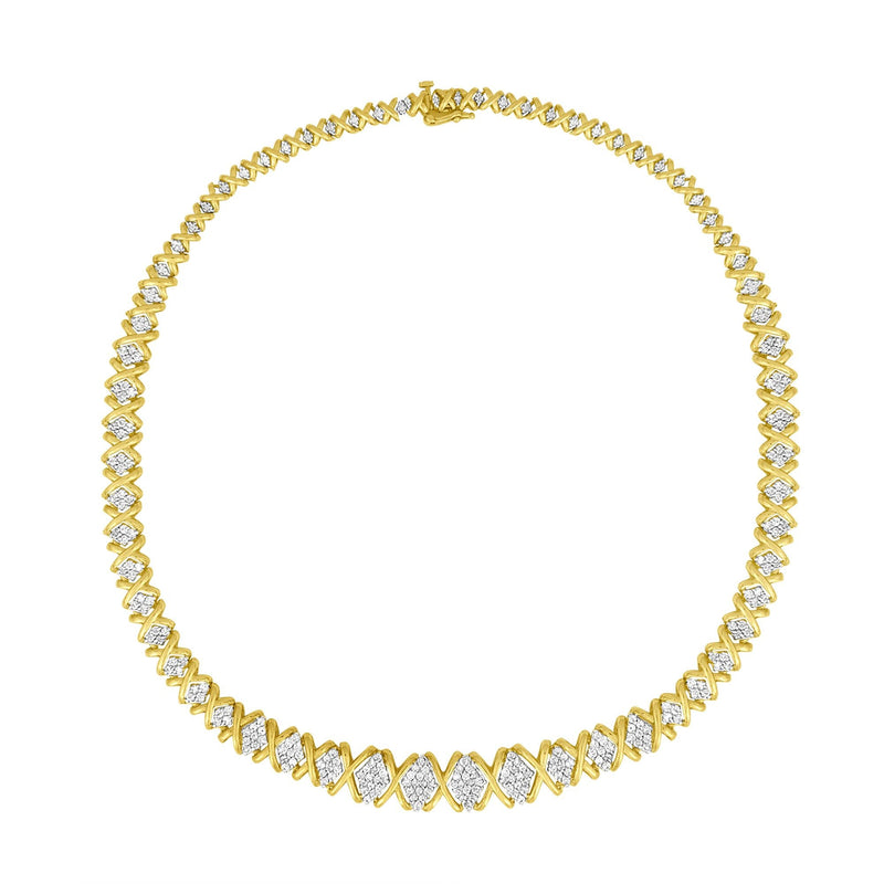 Bids.com 10K Yellow Gold 4 cttw Brilliant Round-Cut Diamond Graduating Riviera Statement Necklace (H-I Color, I2-I3 Clarity) Necklaces