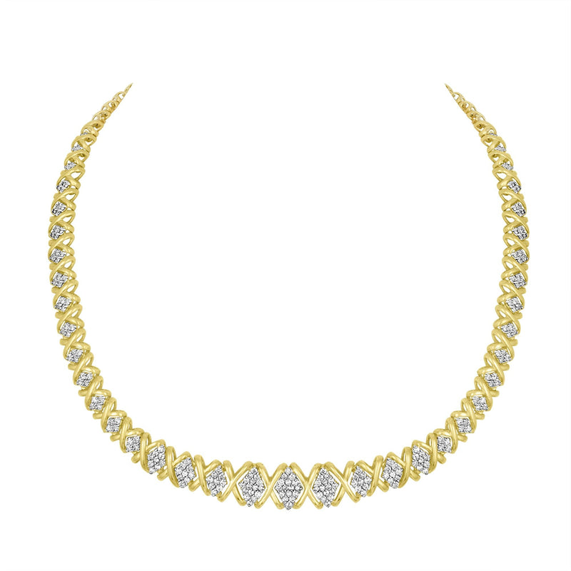 Bids.com 10K Yellow Gold 4 cttw Brilliant Round-Cut Diamond Graduating Riviera Statement Necklace (H-I Color, I2-I3 Clarity) Necklaces