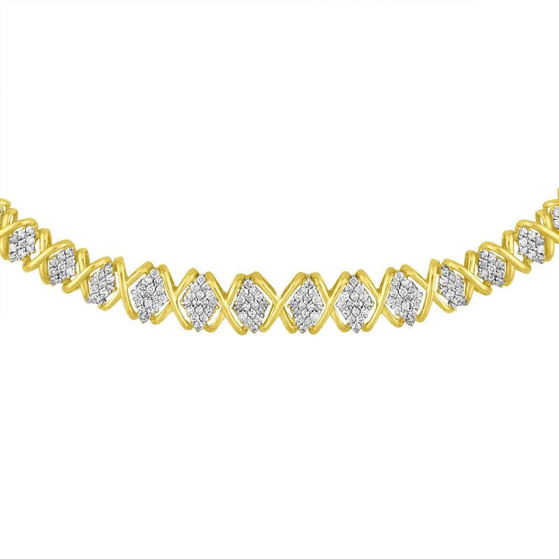 Bids.com 10K Yellow Gold 4 cttw Brilliant Round-Cut Diamond Graduating Riviera Statement Necklace (H-I Color, I2-I3 Clarity) Necklaces