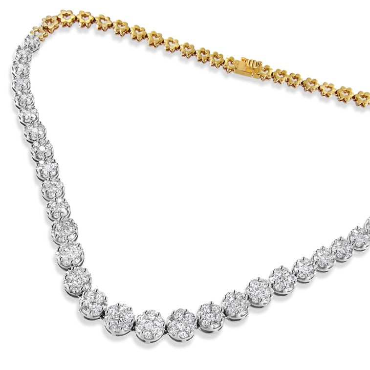 Bids.com IGI Certified 14K Yellow Gold 14 3/4 cttw Pave Set Round-Cut Diamond Riviera Necklace (F-G Color, S2-I1 Clarity) Necklaces