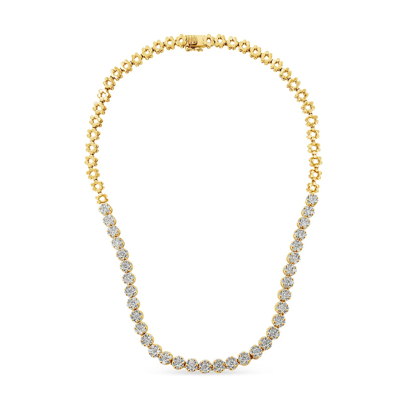 Bids.com IGI Certified 14K White Gold 8.0 Cttw Pave Set Round-Cut Diamond Cluster Graduating Riviera Statement Necklace (H-I Color, I1 Clarity) Necklaces