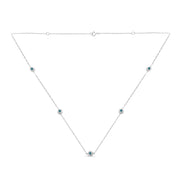 Bids.com Sterling Silver Treated Blue Color Diamond Station Necklace (1/2 cttw, Blue Color, I2-I3 Clarity) Necklaces