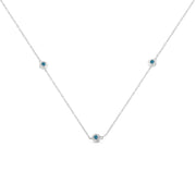 Bids.com Sterling Silver Treated Blue Color Diamond Station Necklace (1/2 cttw, Blue Color, I2-I3 Clarity) Necklaces