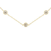 Bids.com Yellow Color Plated Sterling Silver Diamond Station Necklace (1/2 cttw, K-L Color, I2-I3 Clarity) Necklaces