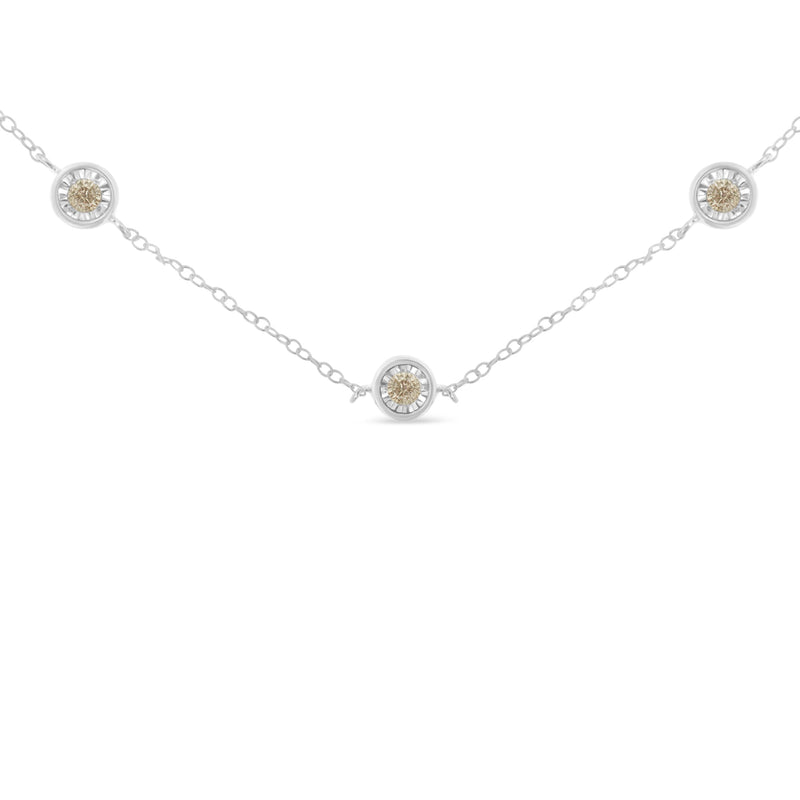 Bids.com Sterling Silver Diamond Station Necklace (1/2 cttw, I-J Color, I1-I2 Clarity) Necklaces