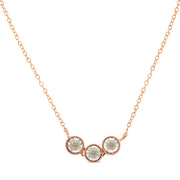 Bids.com 10K Rose and White Gold Plated .925 Sterling Silver 1/4 Cttw Miracle-Set Champagne Diamond Triple Circle 18" Necklace (I2-I3 Clarity) Necklaces