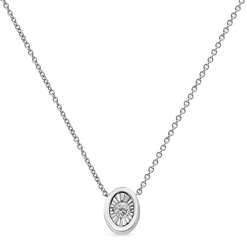 Bids.com 10K White Gold 1/10 Cttw Miracle Set Round-Cut Diamond Square Shape 18" Pendant Necklace (H-I Color, SI2-I1 Clarity) Necklaces