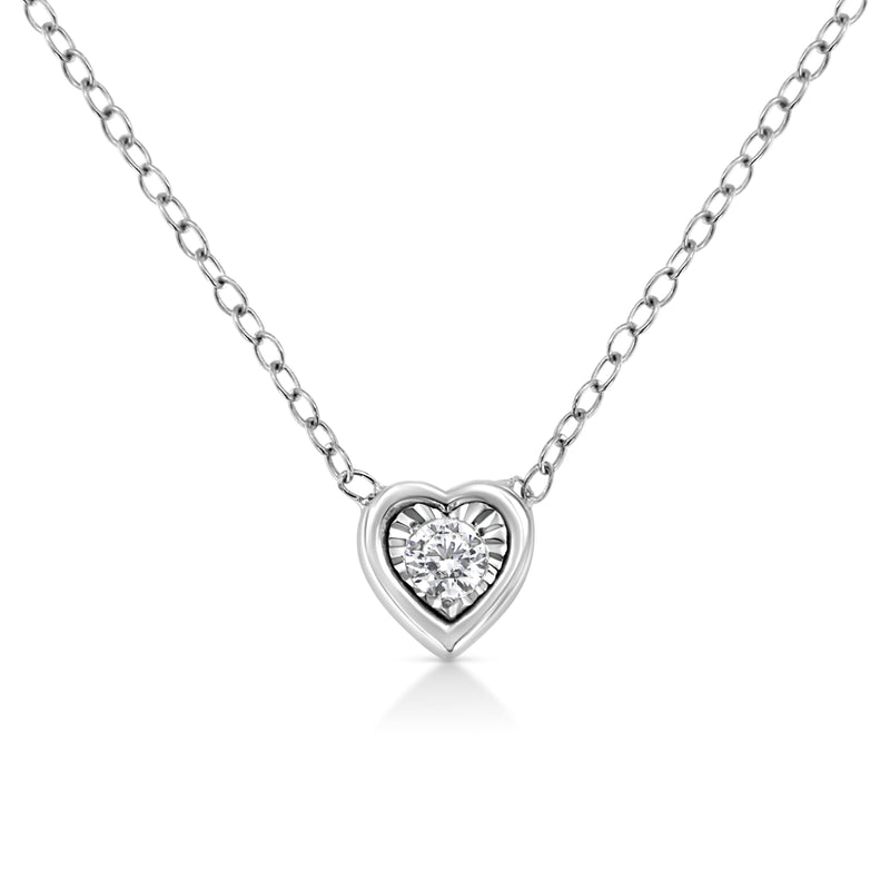 Bids.com 10K White Gold 1/10 Cttw Miracle Set Round-Cut Diamond Square Shape 18" Pendant Necklace (H-I Color, SI2-I1 Clarity) Necklaces