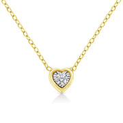 Bids.com 10K Yellow Gold Plated .925 Sterling Silver 1/10 Cttw Miracle Set Round Diamond Square Box Shape 18" Pendant Necklace (K-L Color, I2-I3 Clarity) Necklaces