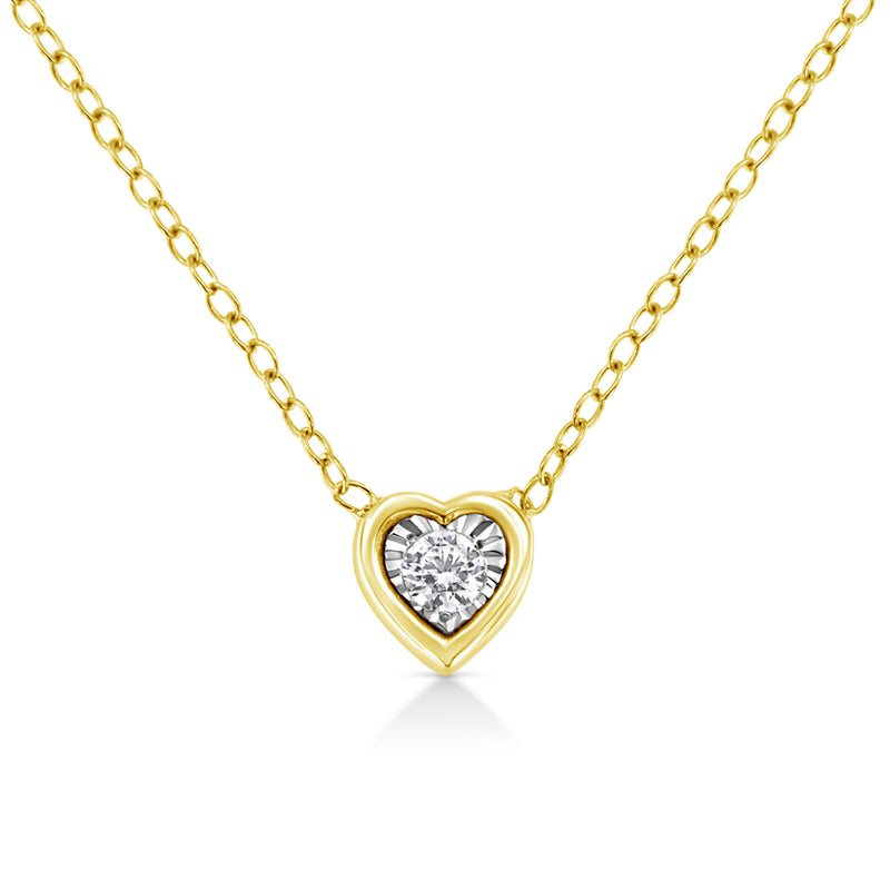 Bids.com 10K Yellow Gold Plated .925 Sterling Silver 1/10 Cttw Miracle Set Round Diamond Square Box Shape 18" Pendant Necklace (K-L Color, I2-I3 Clarity) Necklaces