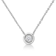 Bids.com 10K White Gold 1/10 Cttw Miracle Set Round-Cut Diamond Square Shape 18" Pendant Necklace (H-I Color, SI2-I1 Clarity) Necklaces