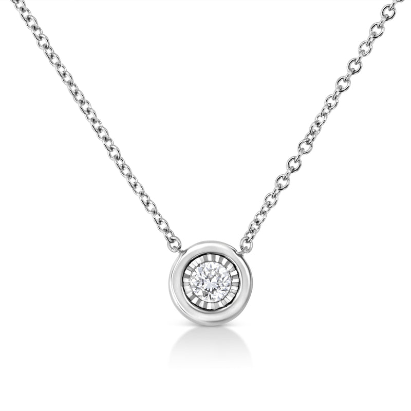 Bids.com 10K White Gold 1/10 Cttw Miracle Set Round-Cut Diamond Square Shape 18" Pendant Necklace (H-I Color, SI2-I1 Clarity) Necklaces