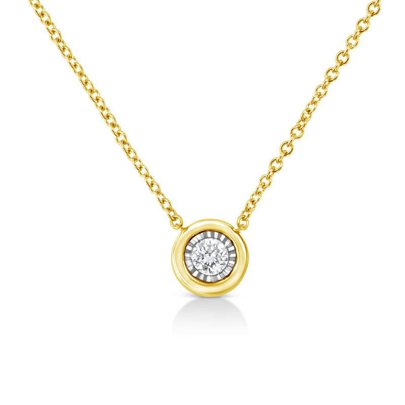 Bids.com 10K Yellow Gold Plated .925 Sterling Silver 1/10 Cttw Miracle Set Round Diamond Square Box Shape 18" Pendant Necklace (K-L Color, I2-I3 Clarity) Necklaces