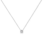 Bids.com 10K White Gold 1/10 Cttw Miracle Set Round-Cut Diamond Square Shape 18" Pendant Necklace (H-I Color, SI2-I1 Clarity) Necklaces