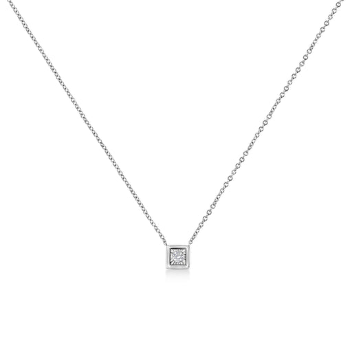 Bids.com 10K White Gold 1/10 Cttw Miracle Set Round-Cut Diamond Square Shape 18" Pendant Necklace (H-I Color, SI2-I1 Clarity) Necklaces