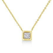 Bids.com 10K Yellow Gold Plated .925 Sterling Silver 1/10 Cttw Miracle Set Round Diamond Square Box Shape 18" Pendant Necklace (K-L Color, I2-I3 Clarity) Necklaces