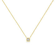 Bids.com 10K Yellow Gold Plated .925 Sterling Silver 1/10 Cttw Miracle Set Round Diamond Square Box Shape 18" Pendant Necklace (K-L Color, I2-I3 Clarity) Necklaces