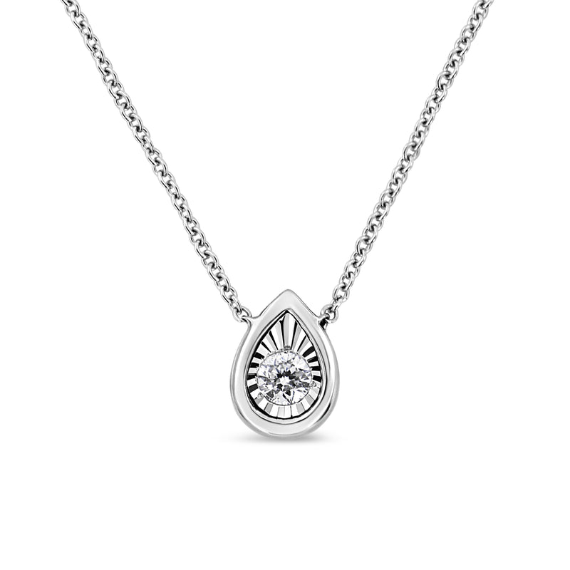 Bids.com 10K White Gold 1/10 Cttw Miracle Set Round-Cut Diamond Square Shape 18" Pendant Necklace (H-I Color, SI2-I1 Clarity) Necklaces