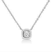 Bids.com 10K Yellow Gold Plated .925 Sterling Silver 1/10 Cttw Miracle Set Round Diamond Square Box Shape 18" Pendant Necklace (K-L Color, I2-I3 Clarity) Necklaces