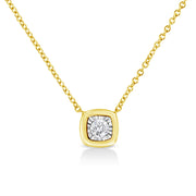 Bids.com 10K Yellow Gold Plated .925 Sterling Silver 1/10 Cttw Miracle Set Round Diamond Square Box Shape 18" Pendant Necklace (K-L Color, I2-I3 Clarity) Necklaces