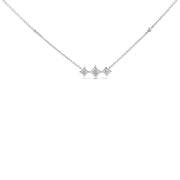 Bids.com 10K White Gold Bezel Set Princess Diamond 3 Stone Kite Shape and Station Necklace (H-I Color, SI2-I1 Clarity) - 18" Inches Necklaces