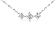 Bids.com 10K White Gold Bezel Set Princess Diamond 3 Stone Kite Shape and Station Necklace (H-I Color, SI2-I1 Clarity) - 18" Inches Necklaces