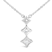 Bids.com 10K White Gold 1/5 Cttw Princess Cut Diamond 3 Stone Drop 18" Pendant Necklace (H-I Color, SI2-I1 Clarity) Necklaces