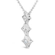 Bids.com 10K White Gold 1/5 Cttw Princess Cut Diamond 3 Stone Drop 18" Pendant Necklace (H-I Color, SI2-I1 Clarity) Necklaces