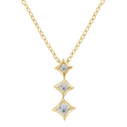 Bids.com 10K White Gold 1/5 Cttw Princess Cut Diamond 3 Stone Drop 18" Pendant Necklace (H-I Color, SI2-I1 Clarity) Necklaces