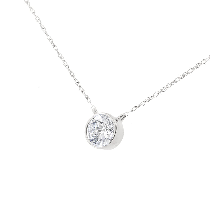 Bids.com .925 Sterling Silver 1/2 Cttw Diamond Bezel 18" Pendant Necklace (I-J Color, I2-I3 Clarity) Necklaces