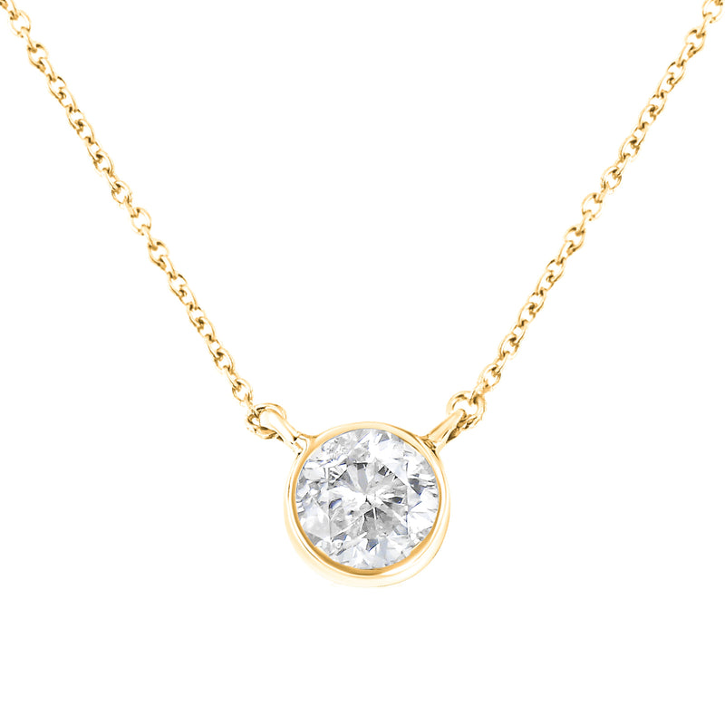 Bids.com .925 Sterling Silver 1/2 Cttw Diamond Bezel 18" Pendant Necklace (I-J Color, I2-I3 Clarity) Necklaces