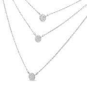 Bids.com .925 Sterling Silver 1/2 Cttw Round Diamond Medallion Multi-Strand Tri Pendant 18" Necklace (H-I Color, I2-I3 Clarity) Necklaces