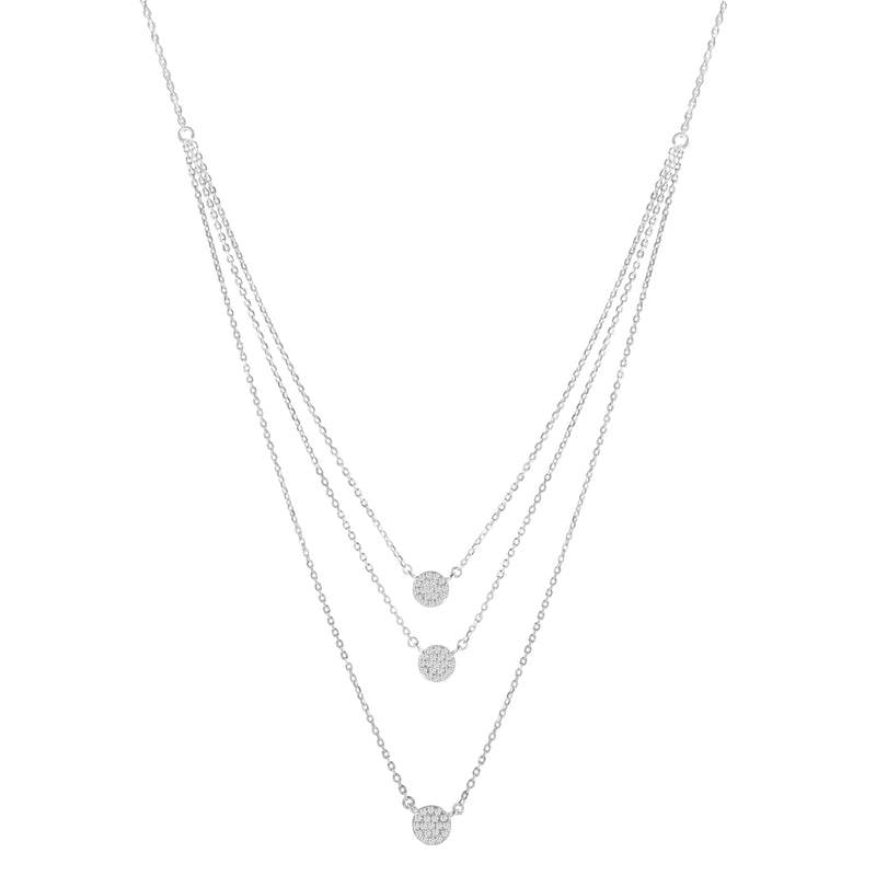 Bids.com .925 Sterling Silver 1/2 Cttw Round Diamond Medallion Multi-Strand Tri Pendant 18" Necklace (H-I Color, I2-I3 Clarity) Necklaces