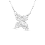 Bids.com 10K White Gold 1/2 Cttw Brilliant Round Diamond Marquise Shaped 4 Leaf Clover Adjustable 16-18" Inch Pendant Necklace (I-J Color, I1-I2 Clarity) Necklaces