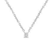 Bids.com 14K White Gold 1/5 Cttw Emerald Shape Solitaire Diamond 18" Pendant Necklace (G-H Color, VS2-SI1 Clarity) Necklaces