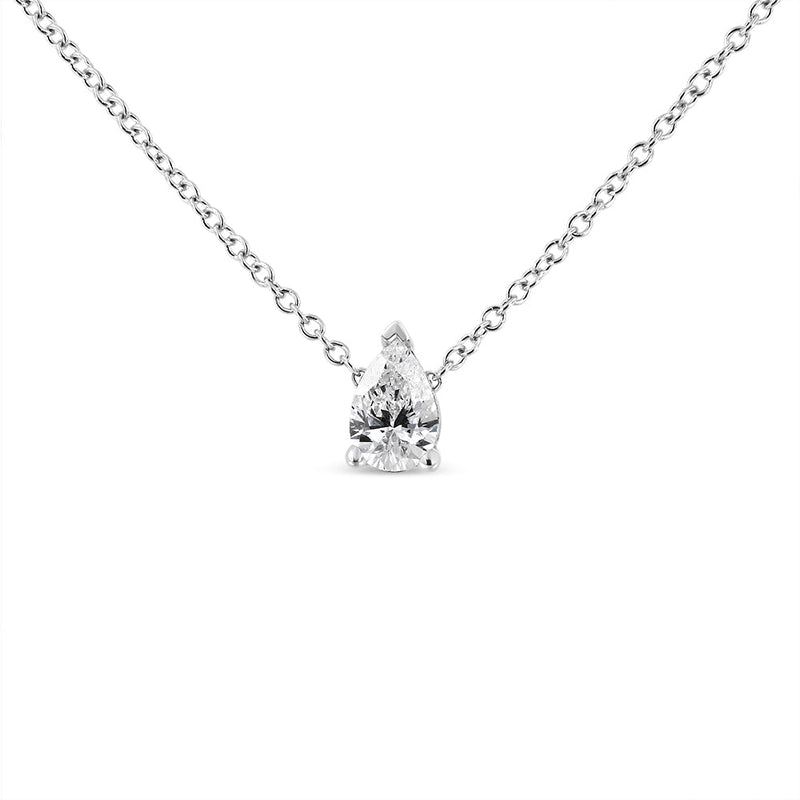 Bids.com 14K White Gold 1/10 Cttw Pear Shape Lab Grown Diamond Solitaire Pendant Necklace (F-G Color, VS2-SI1 Clarity) Necklaces
