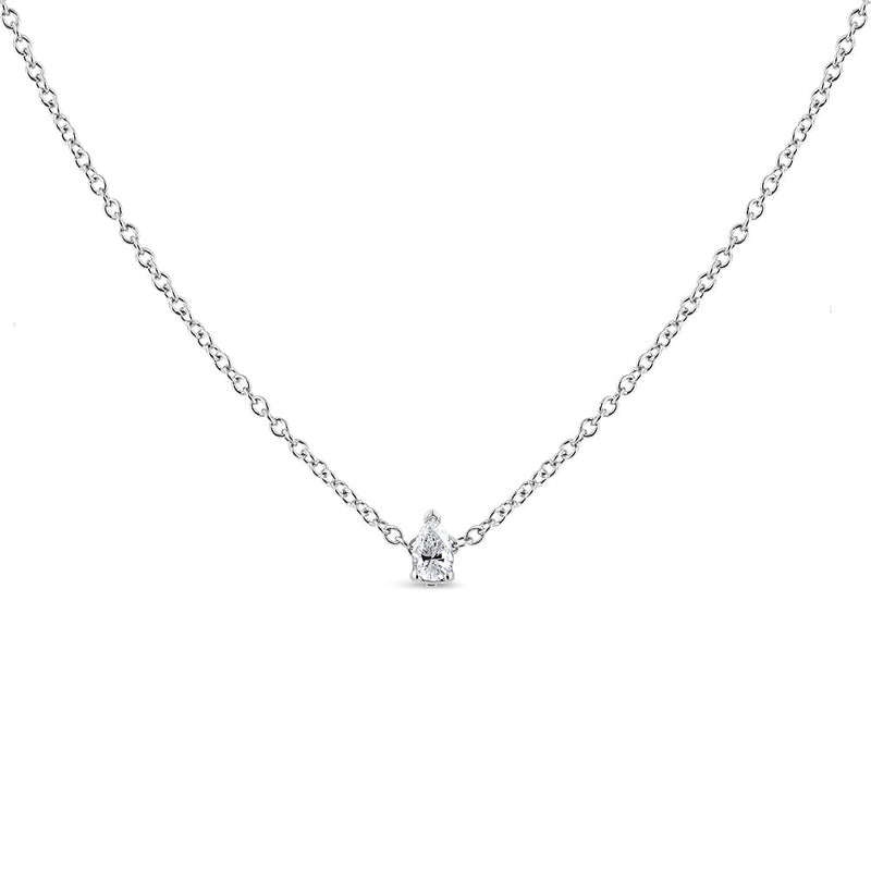 Bids.com 14K White Gold 1/10 Cttw Pear Shape Lab Grown Diamond Solitaire Pendant Necklace (F-G Color, VS2-SI1 Clarity) Necklaces