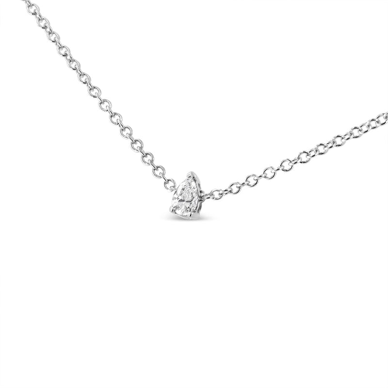 Bids.com 14K White Gold 1/10 Cttw Pear Shape Lab Grown Diamond Solitaire Pendant Necklace (F-G Color, VS2-SI1 Clarity) Necklaces