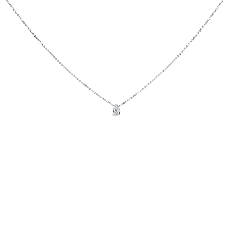 Bids.com 14K White Gold 1/10 Cttw Pear Shape Lab Grown Diamond Solitaire Pendant Necklace (F-G Color, VS2-SI1 Clarity) Necklaces