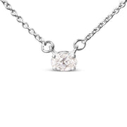 Bids.com 14K White Gold 1/4 Cttw Lab Grown Oval Solitaire Diamond East West 18" Pendant Necklace (G-H Color, VS2-SI1 Clarity) Necklaces