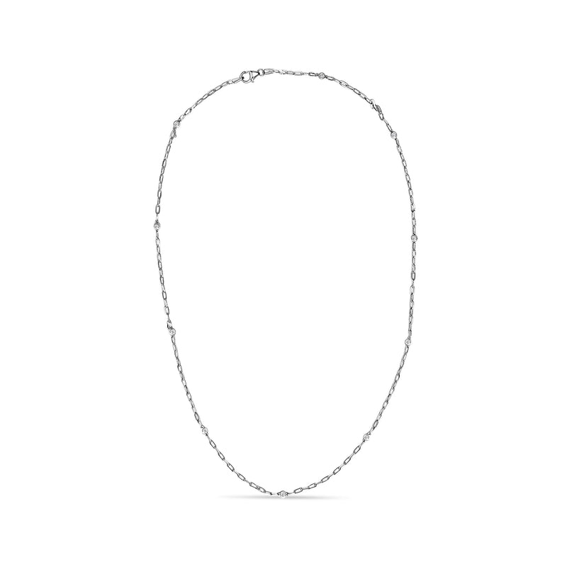 Bids.com 14K White Gold Bezel Set 1.00 Cttw Diamond 11 Station Necklace Necklaces