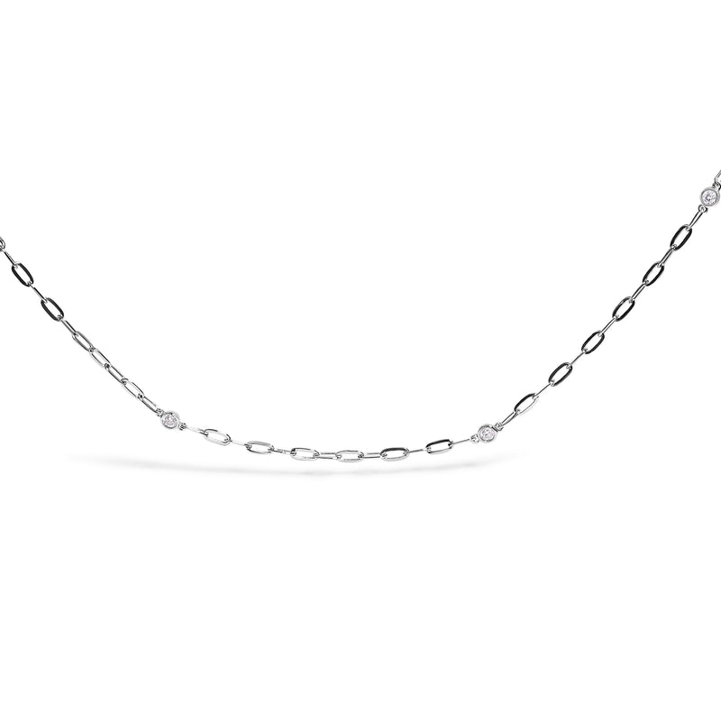 Bids.com 14K White Gold Bezel Set 1.00 Cttw Diamond 11 Station Necklace Necklaces