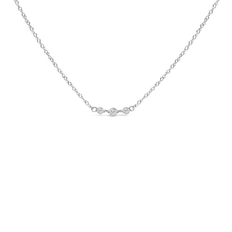 Bids.com Sterling Silver 1/5 Cttw Lab Grown Diamond 3 Stone Station Necklace Necklaces