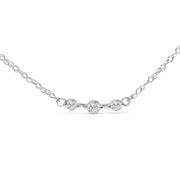 Bids.com Sterling Silver 1/5 Cttw Lab Grown Diamond 3 Stone Station Necklace Necklaces