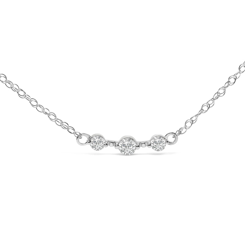 Bids.com Sterling Silver 1/5 Cttw Lab Grown Diamond 3 Stone Station Necklace Necklaces